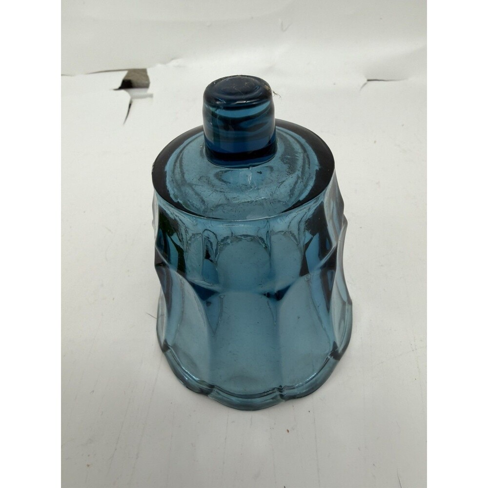 Homco Blue Glass Tulip Peg Votive Sconce Candle Holder Scalloped Edge Vintage
